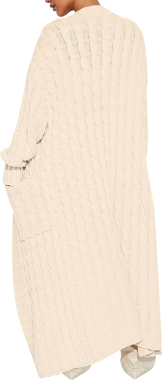 ANRABESS Womens Long Cardigan Sweater 2025 Oversized Coat Long Sleeve Open Front Knit Maxi Outwear Fall Trendy Jacket Clothes