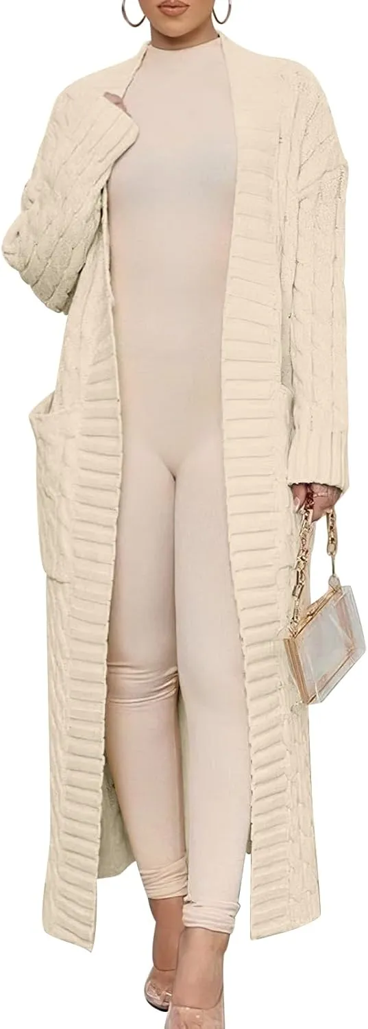ANRABESS Womens Long Cardigan Sweater 2025 Oversized Coat Long Sleeve Open Front Knit Maxi Outwear Fall Trendy Jacket Clothes
