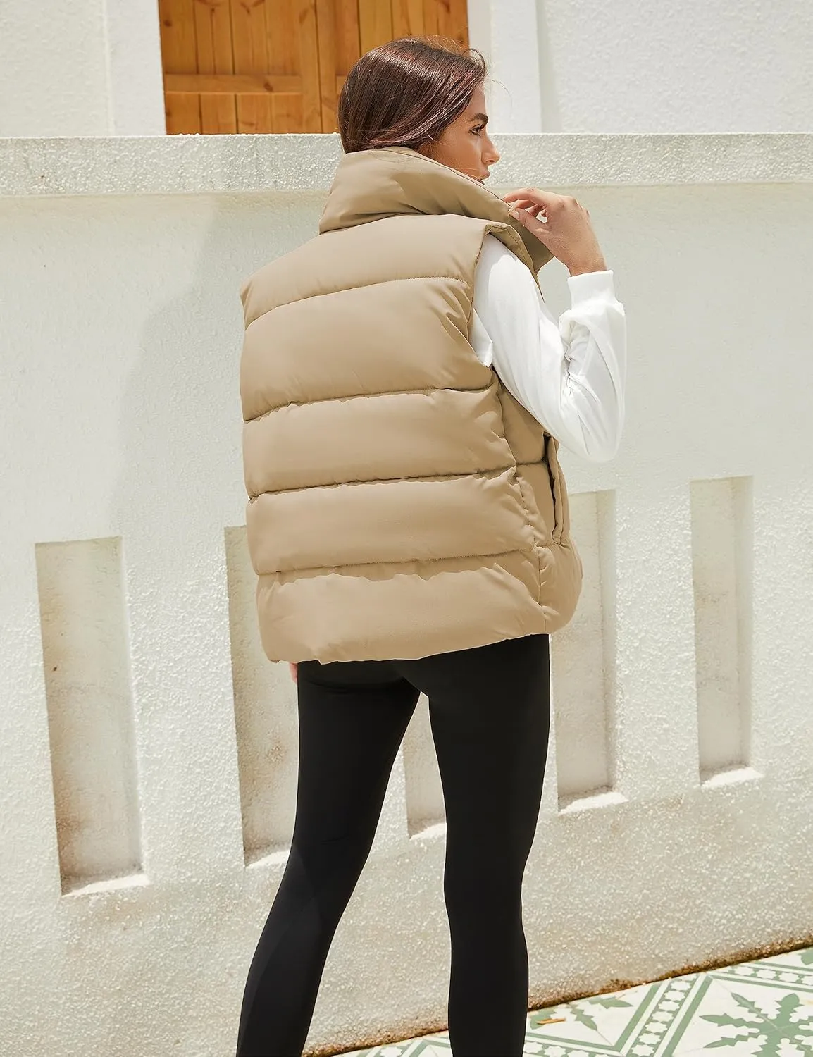 Athlisan Puffer Vest Women Zip Up Stand Collar Sleeveless Padded Gilet Jacket