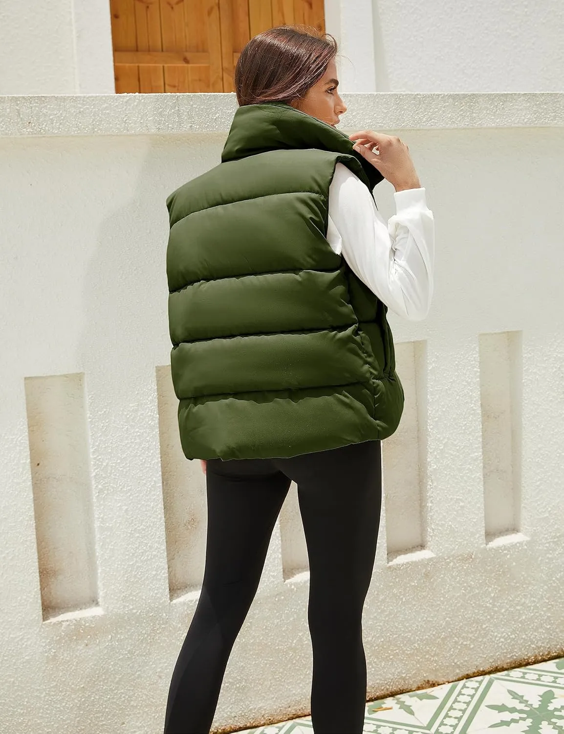 Athlisan Puffer Vest Women Zip Up Stand Collar Sleeveless Padded Gilet Jacket