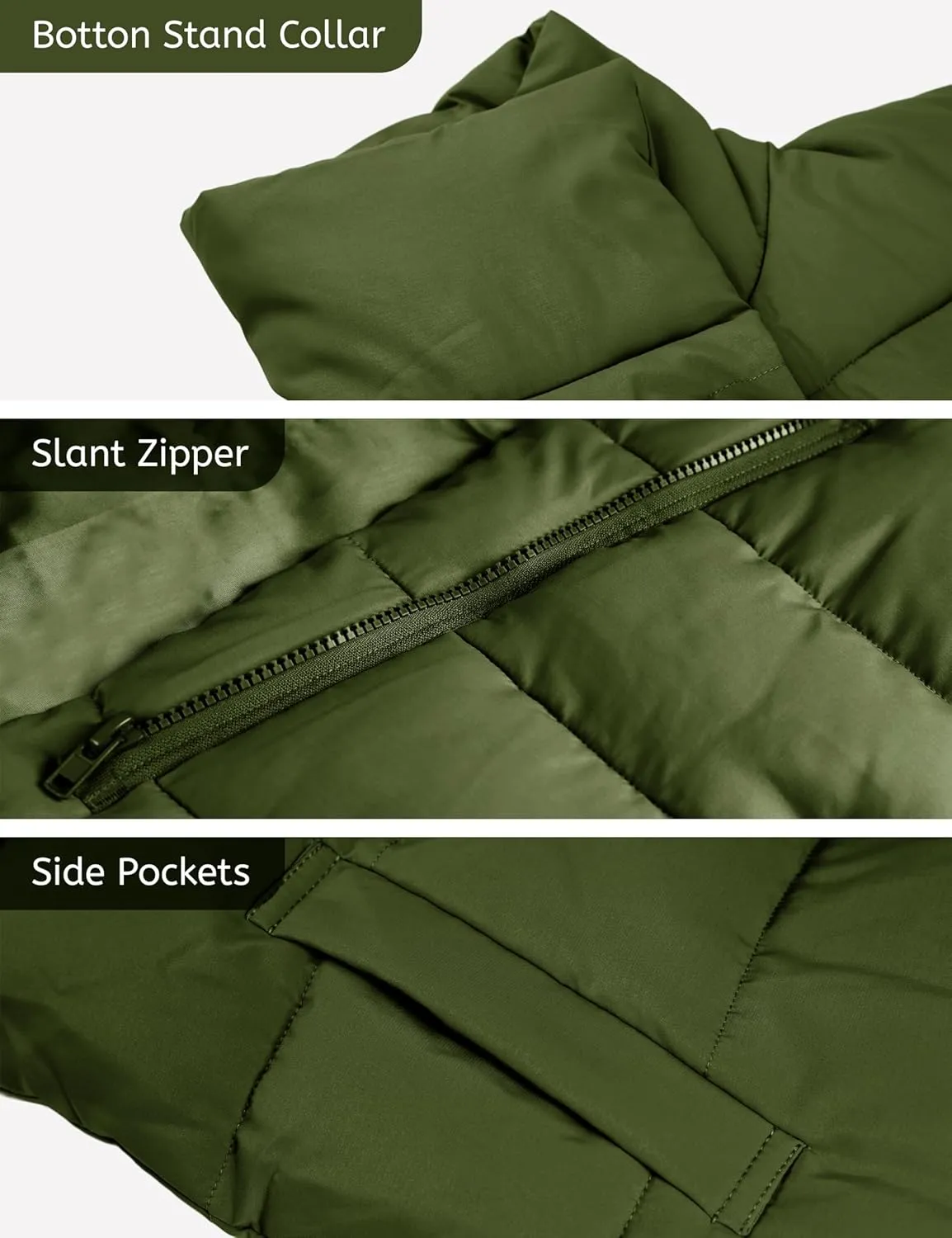 Athlisan Puffer Vest Women Zip Up Stand Collar Sleeveless Padded Gilet Jacket