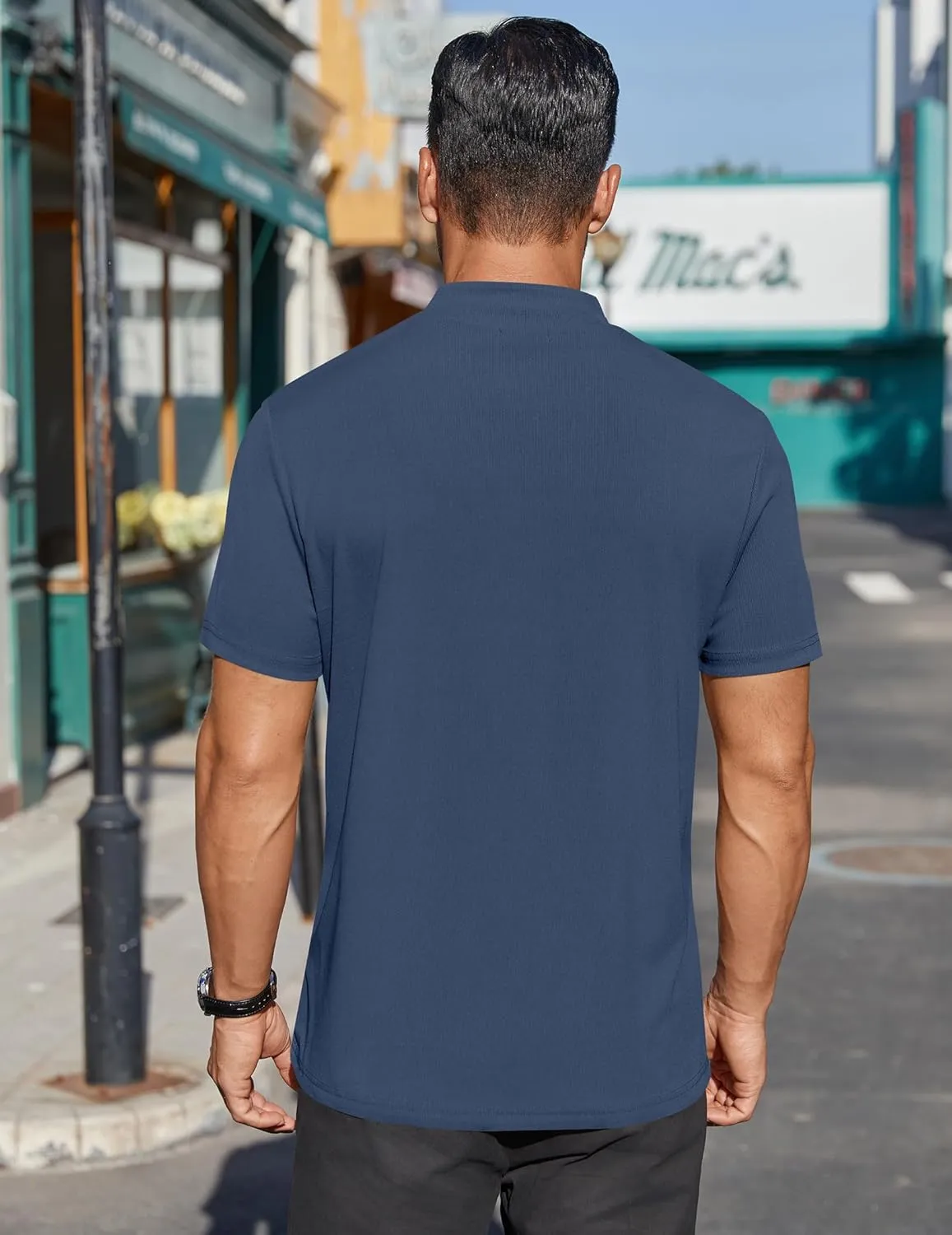 COOFANDY Mens Mock Turtleneck Shirts Short Sleeve Casual Basic T-Shirts Ribbed Solid Pullover Tops