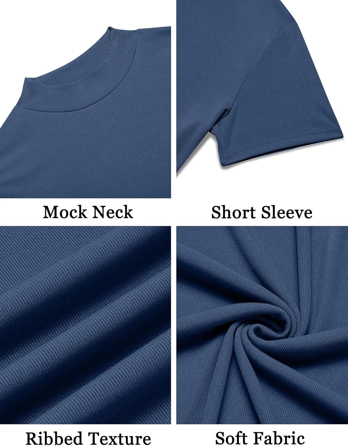 COOFANDY Mens Mock Turtleneck Shirts Short Sleeve Casual Basic T-Shirts Ribbed Solid Pullover Tops