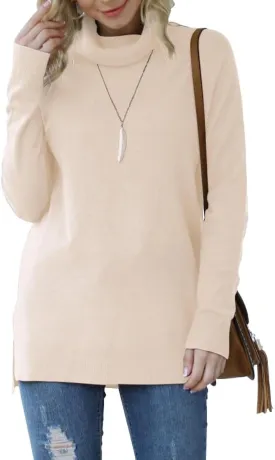 HWOKEFEIYU Women 2024 Fall Trendy Casual Sweater Turtleneck Long Sleeve Sweaters Pullover