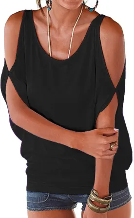 LEIYEE Womens Summer Cold Shoulder Tops Short Sleeve T Shirts Pullover Sexy Casual Dolman Blouses