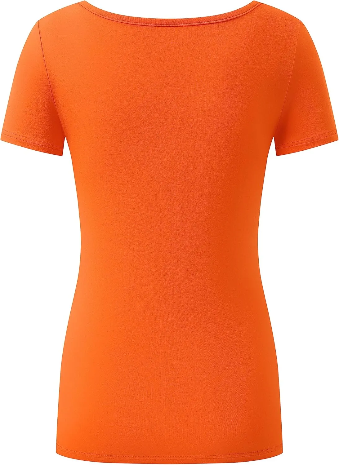 OThread & Co. Women's Short Sleeve T-Shirt Comfy Square Neck Shirts Basic Stretch Layer