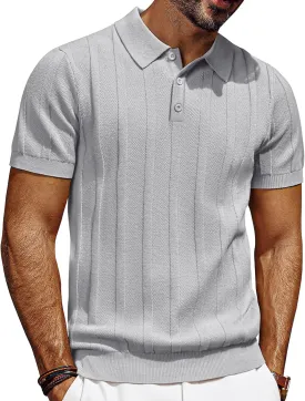 PJ PAUL JONES Mens Polo Shirts Short Sleeve Textured Knit Polo Shirt Ribbed Casual Golf Shirts
