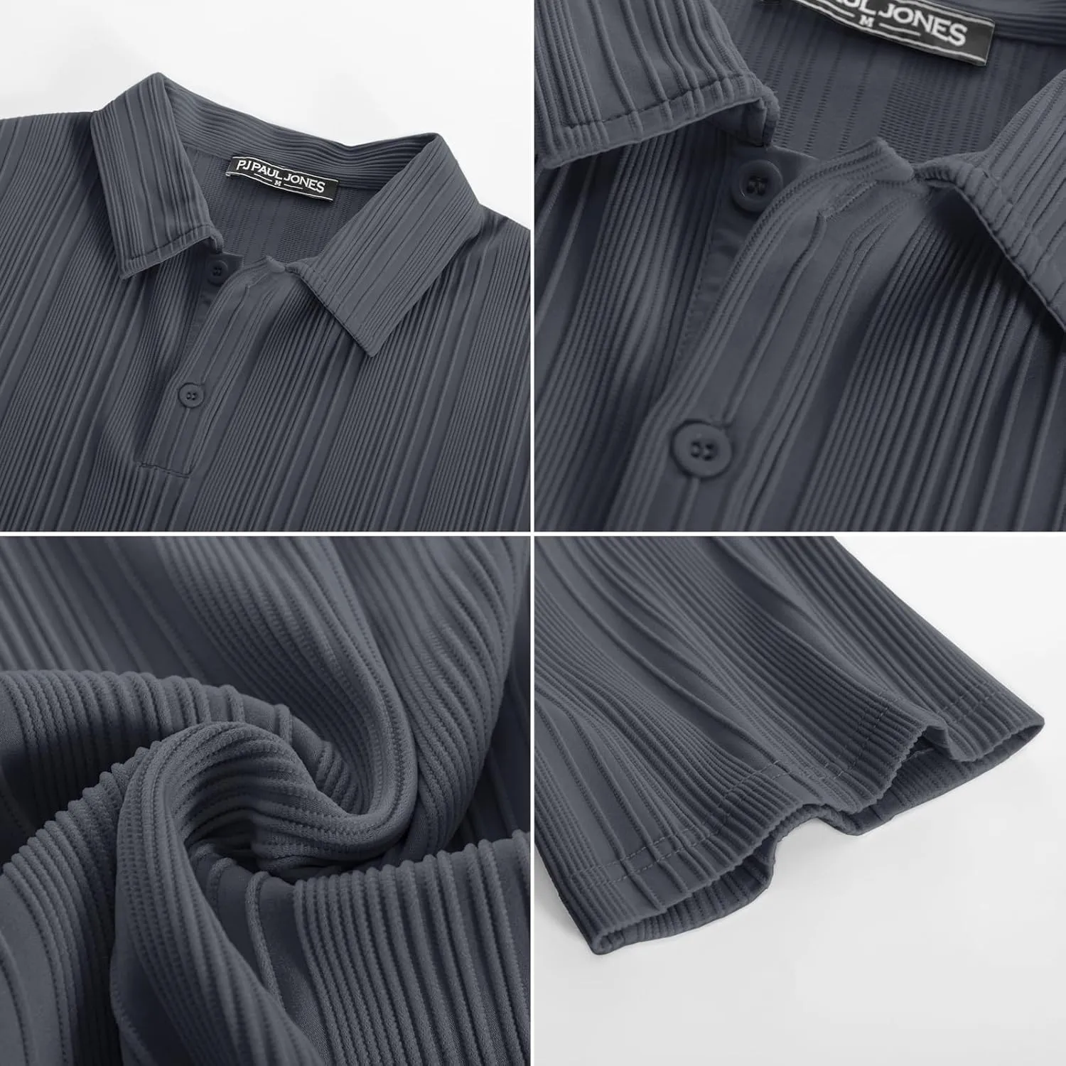 PJ PAUL JONES Mens Textured Knit Polo Shirts Regular Fit Stretchy Golf Shirts