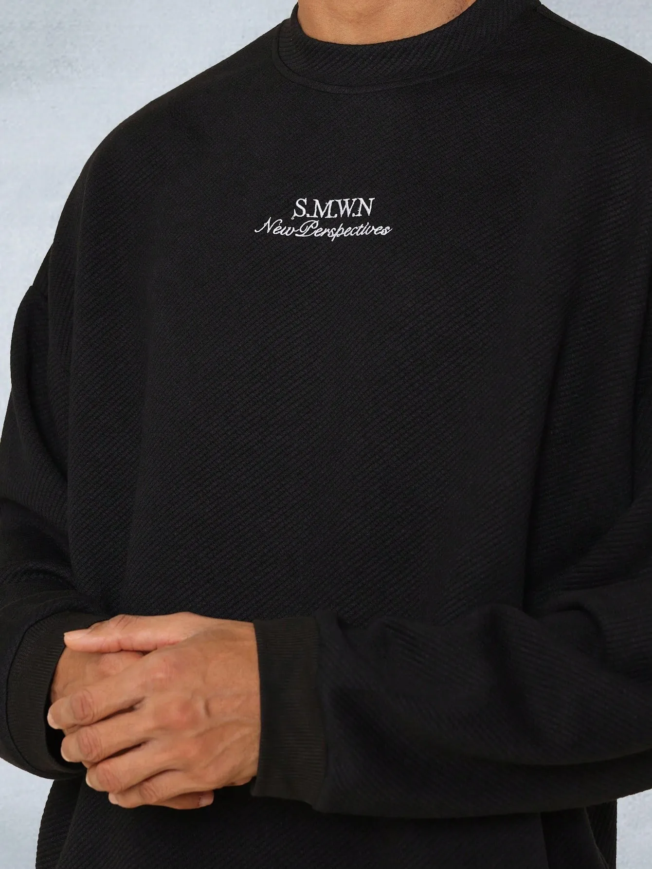 Regular Fit Textured Sweatshirt With Embroidery