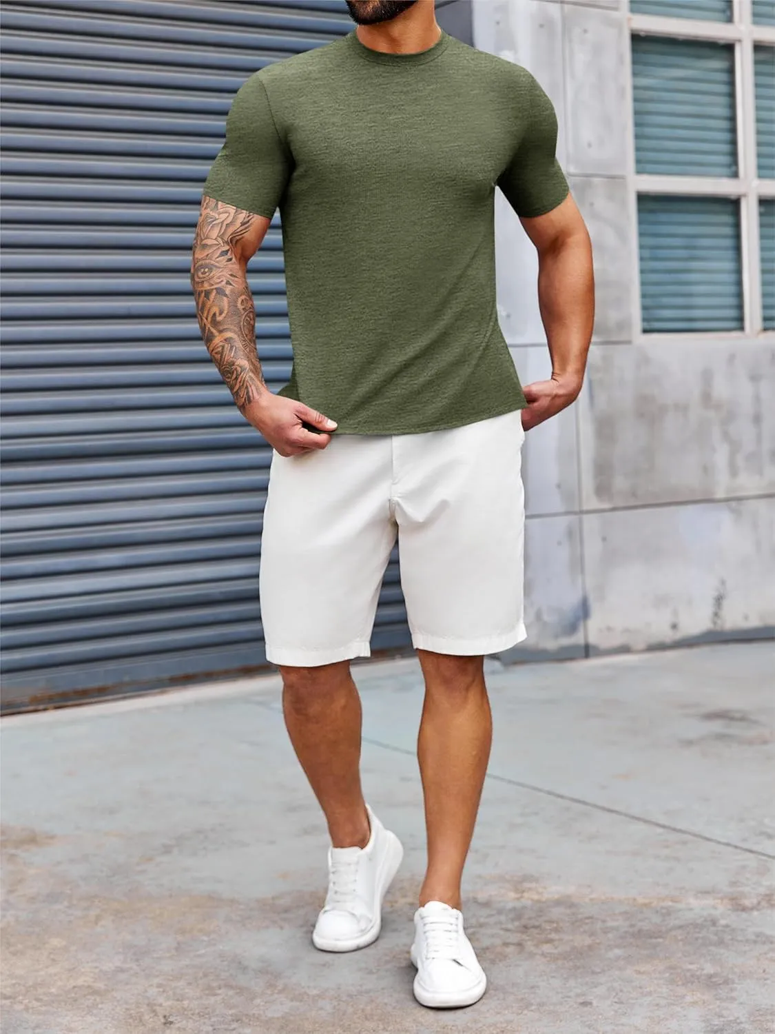 Runcati Mens Mock Turtleneck T-Shirt Causal Knit Tee Tops Short Sleeve Slim Fit Undershirts