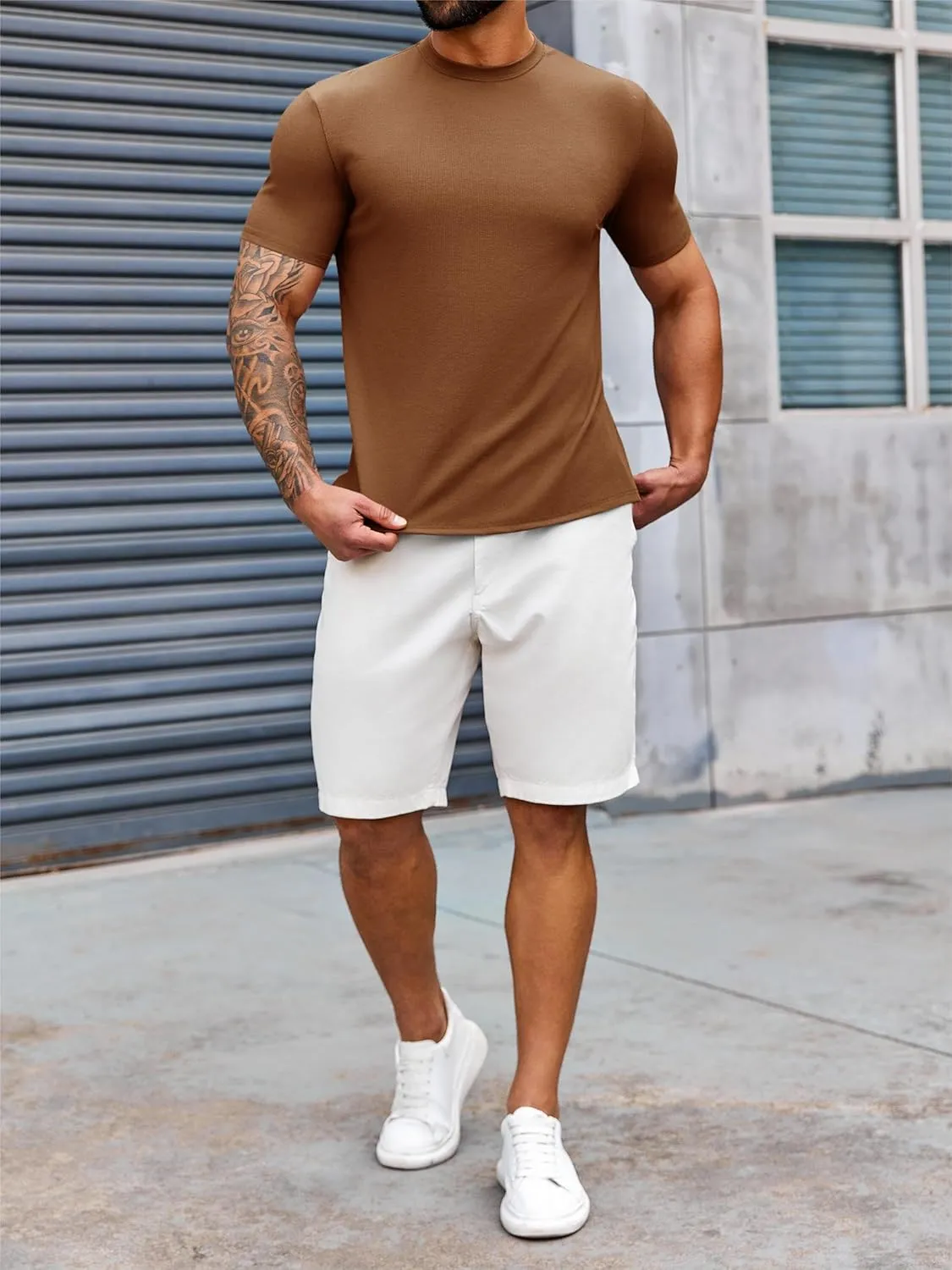 Runcati Mens Mock Turtleneck T-Shirt Causal Knit Tee Tops Short Sleeve Slim Fit Undershirts