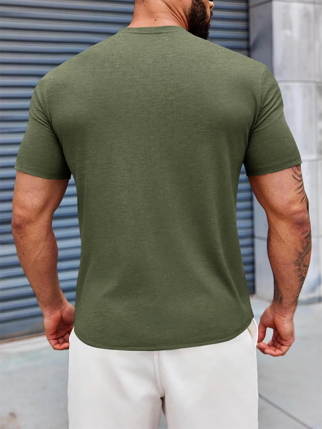 Runcati Mens Mock Turtleneck T-Shirt Causal Knit Tee Tops Short Sleeve Slim Fit Undershirts