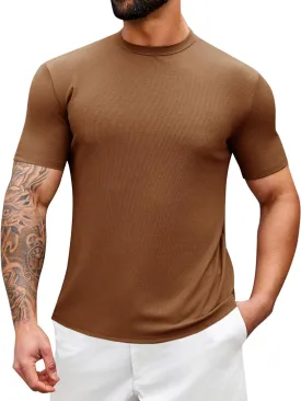 Runcati Mens Mock Turtleneck T-Shirt Causal Knit Tee Tops Short Sleeve Slim Fit Undershirts