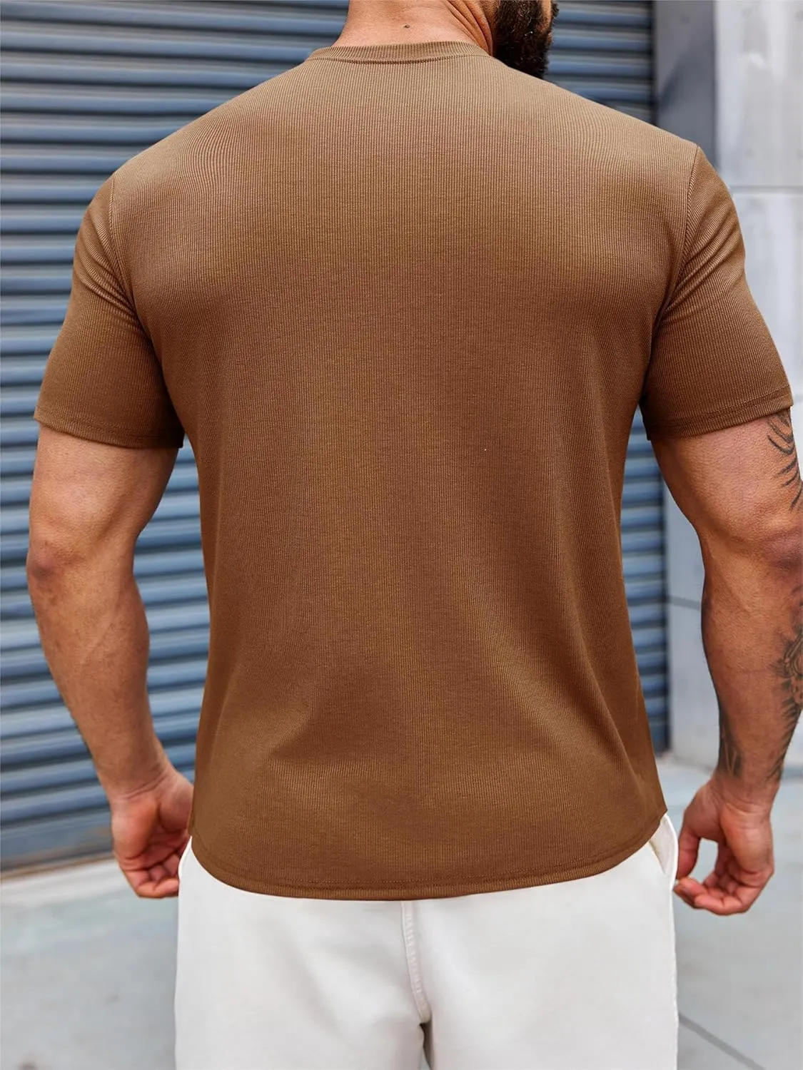 Runcati Mens Mock Turtleneck T-Shirt Causal Knit Tee Tops Short Sleeve Slim Fit Undershirts