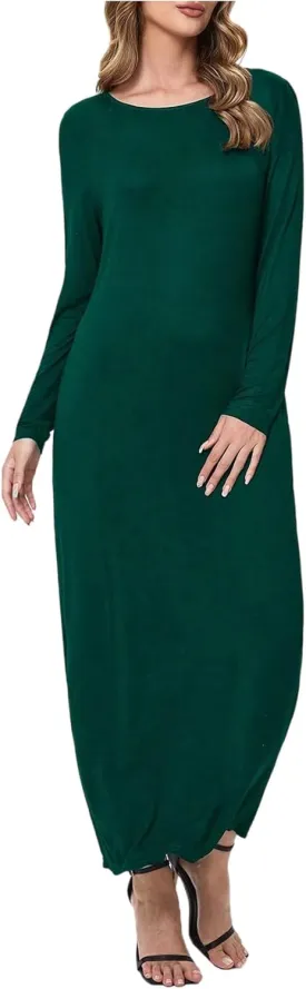 Verdusa Women's Long Sleeve Pocketed Loose Long Lounge Maxi Dress