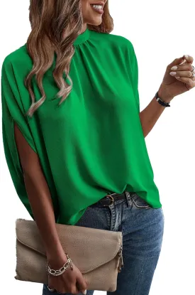 Verdusa Women's Tie Back Dolman Sleeve Blouse Top Casual Mock Neck Going Out Tops