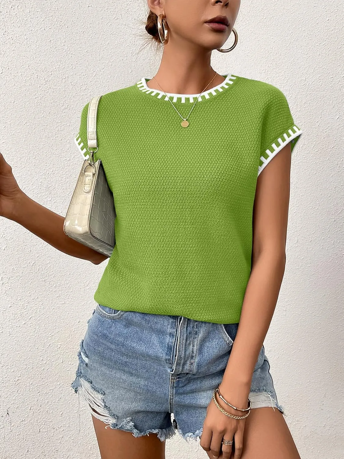 Womens Knit Sweater Tops Cap Sleeve Vest Summer Tops 2025 Sleeveless Tank Tops Clothes Trendy T Shirts Fall