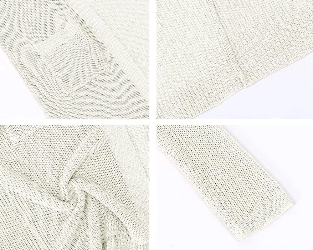 Womens Long Sleeve Open Front Cardigan Sweater Lightweight Knit Casual Loose Fit Sweaters Outerwear with Pockets