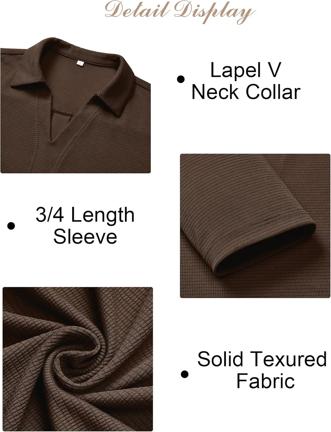 Womens Spring Tunic Tops 2025 3/4 Sleeve Polo Shirts V Neck Collared Tops Business Casual Work Blouses Dressy