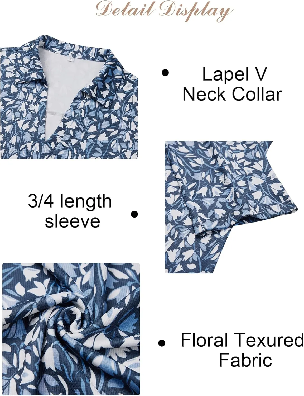 Womens Spring Tunic Tops 2025 3/4 Sleeve Polo Shirts V Neck Collared Tops Business Casual Work Blouses Dressy